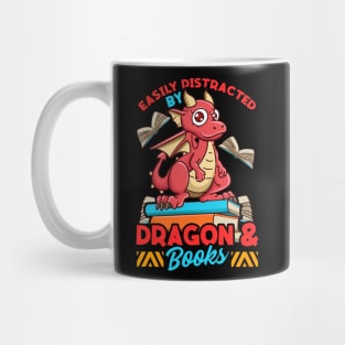 Cute Dragon And Books Nerds Gift Book Lovers Book Nerd Mug